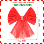 Christmas Door Bow with Diamante Detail - Red