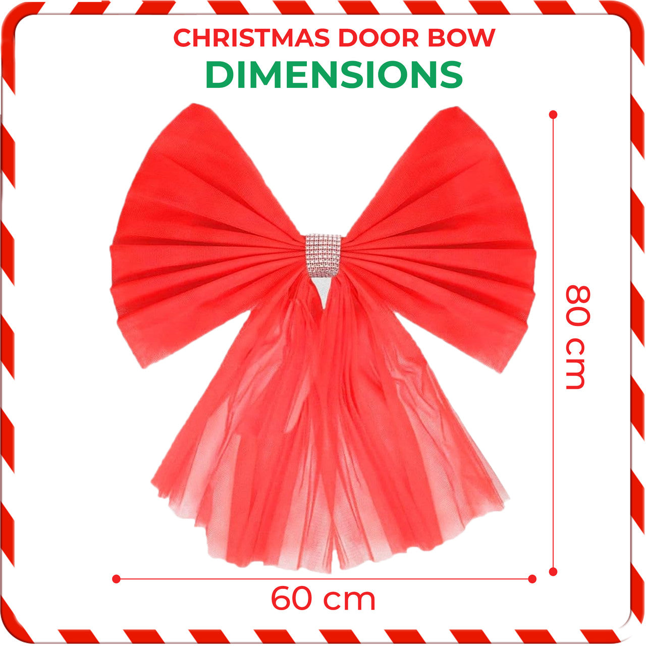 Christmas Door Bow with Diamante Detail - Red