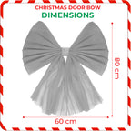 Christmas Door Bow with Diamante Detail - Silver