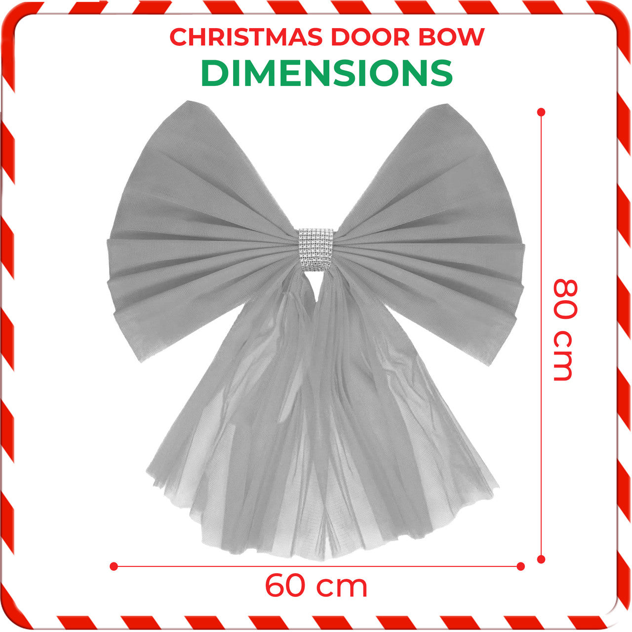 Christmas Door Bow with Diamante Detail - Silver