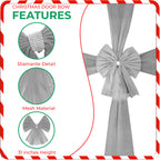 Christmas Door Bow with Diamante Detail - Silver