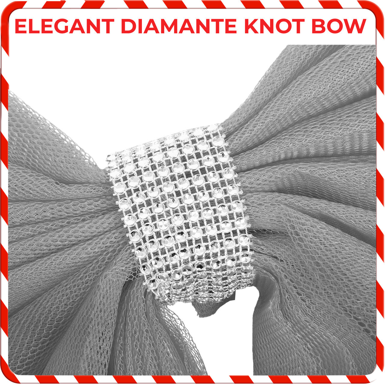 Christmas Door Bow with Diamante Detail - Silver