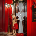 Christmas Door Bow with Diamante Detail - Silver