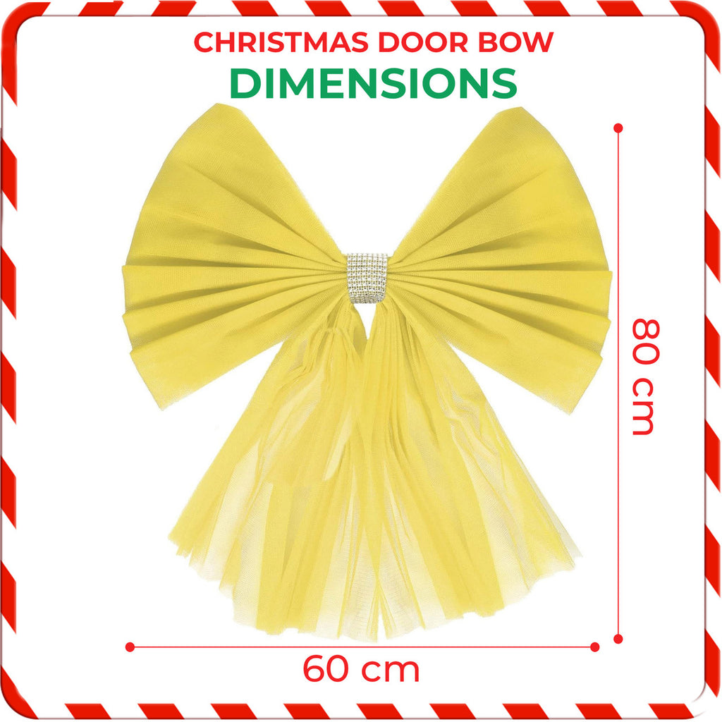 Christmas Door Bow with Diamante Detail - Gold