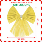 Christmas Door Bow with Diamante Detail - Gold