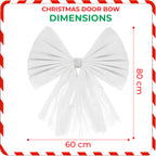 Christmas Door Bow with Diamante Detail - White