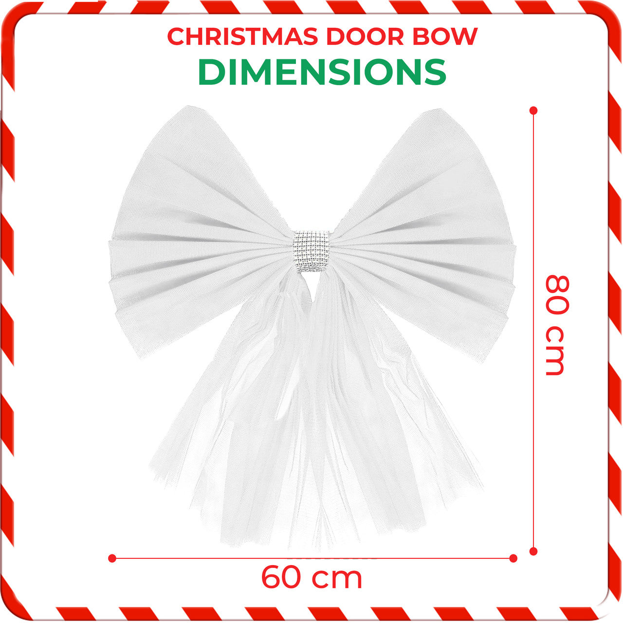 Christmas Door Bow with Diamante Detail - White