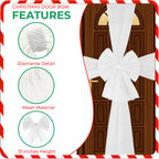 Christmas Door Bow with Diamante Detail - White