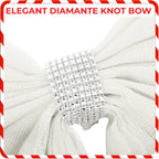 Christmas Door Bow with Diamante Detail - White
