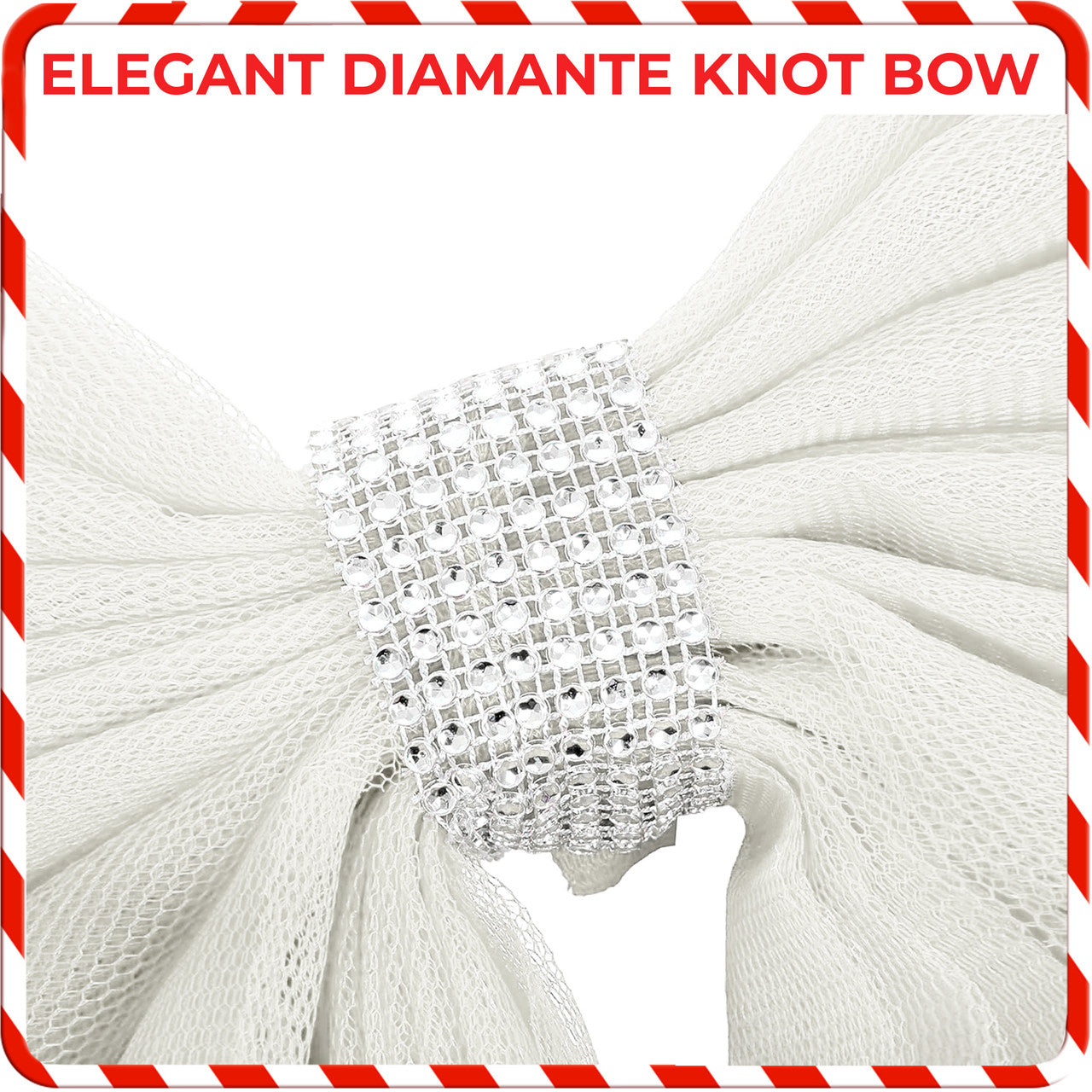 Christmas Door Bow with Diamante Detail - White