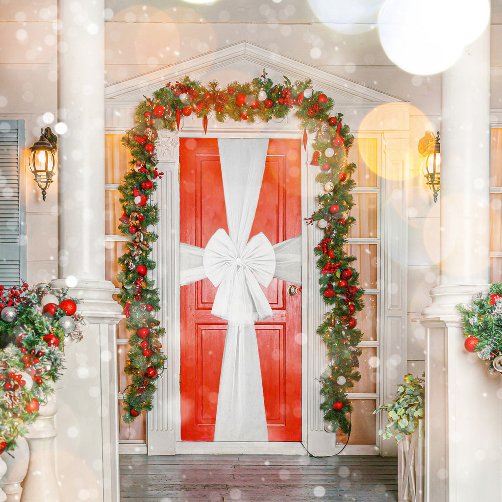 Christmas Door Bow with Diamante Detail - White