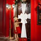 Christmas Door Bow with Diamante Detail - White