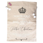 North Pole Express Mail Christmas Stocking Sack - Beige
