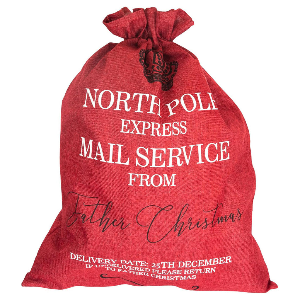 North Pole Express Mail Christmas Stocking Sack - Red