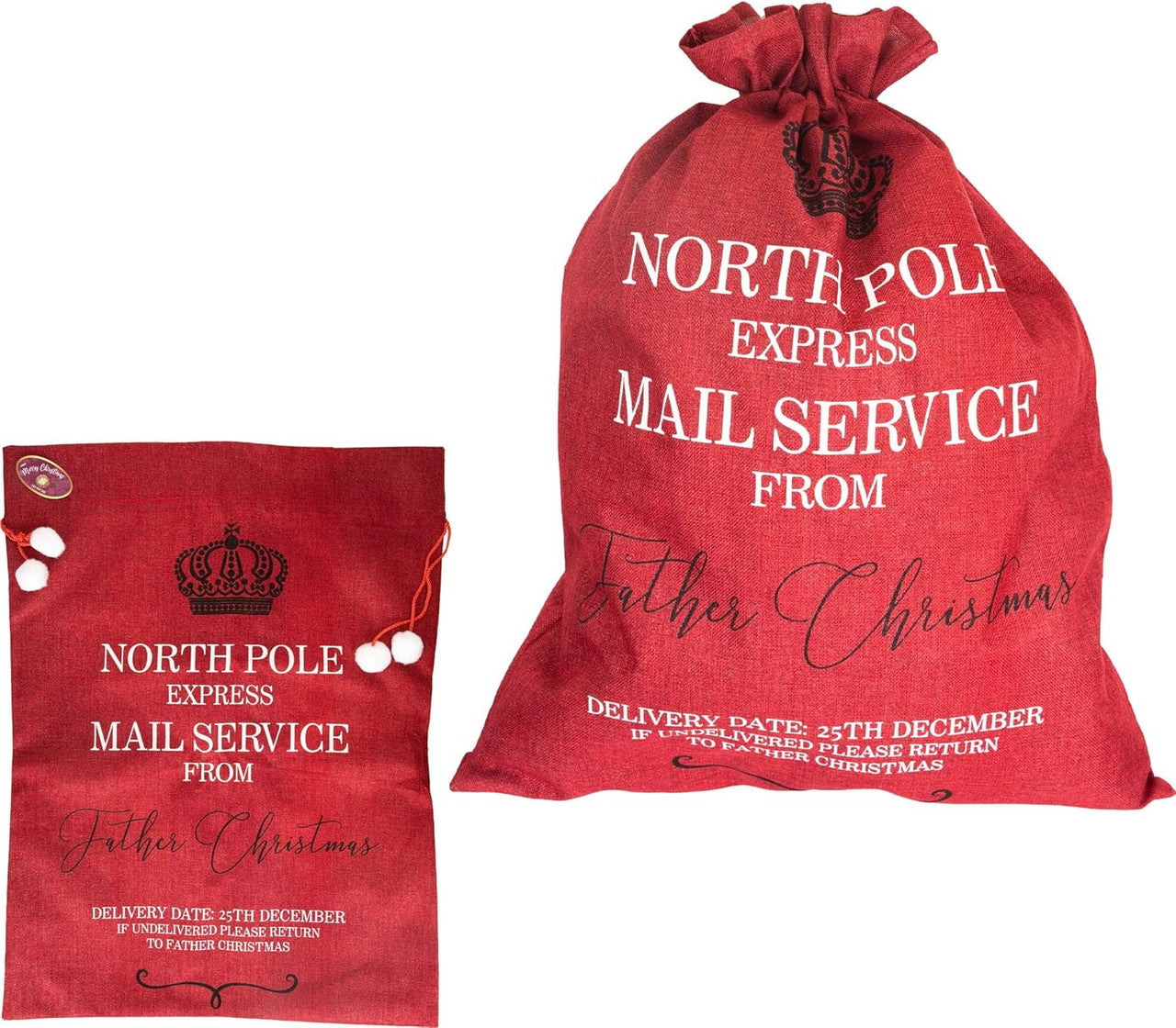 North Pole Express Mail Christmas Stocking Sack - Red