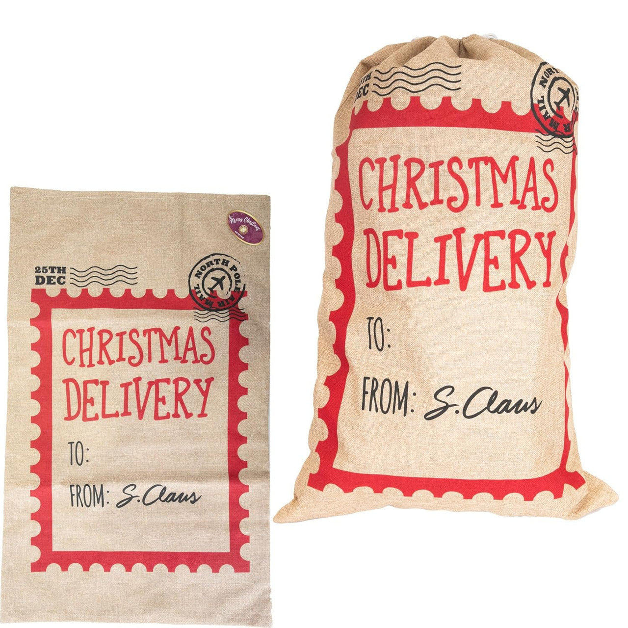 Christmas Stocking Delivery Sack - Beige