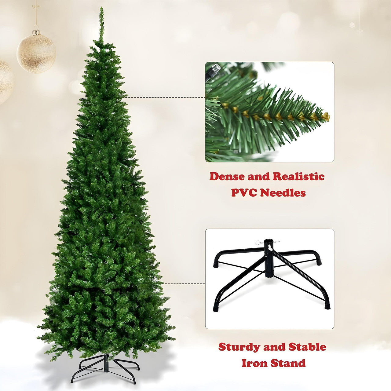 Pre-Lit Pencil Tree - Warm White