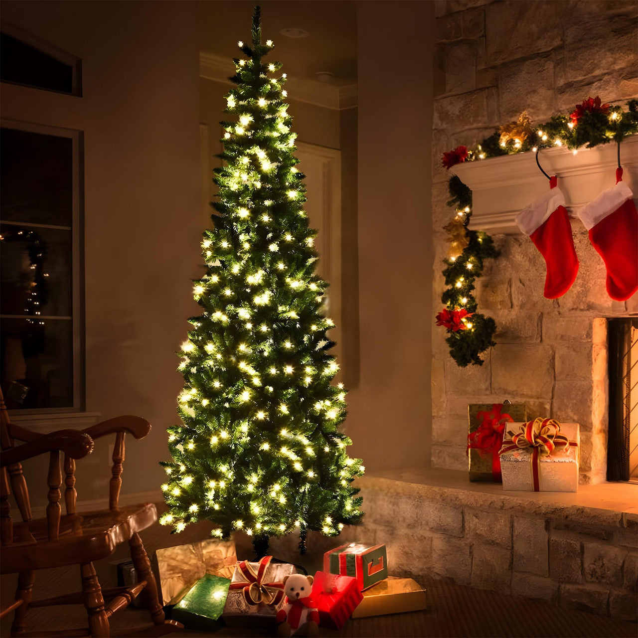 Pre-Lit Pencil Tree - Warm White