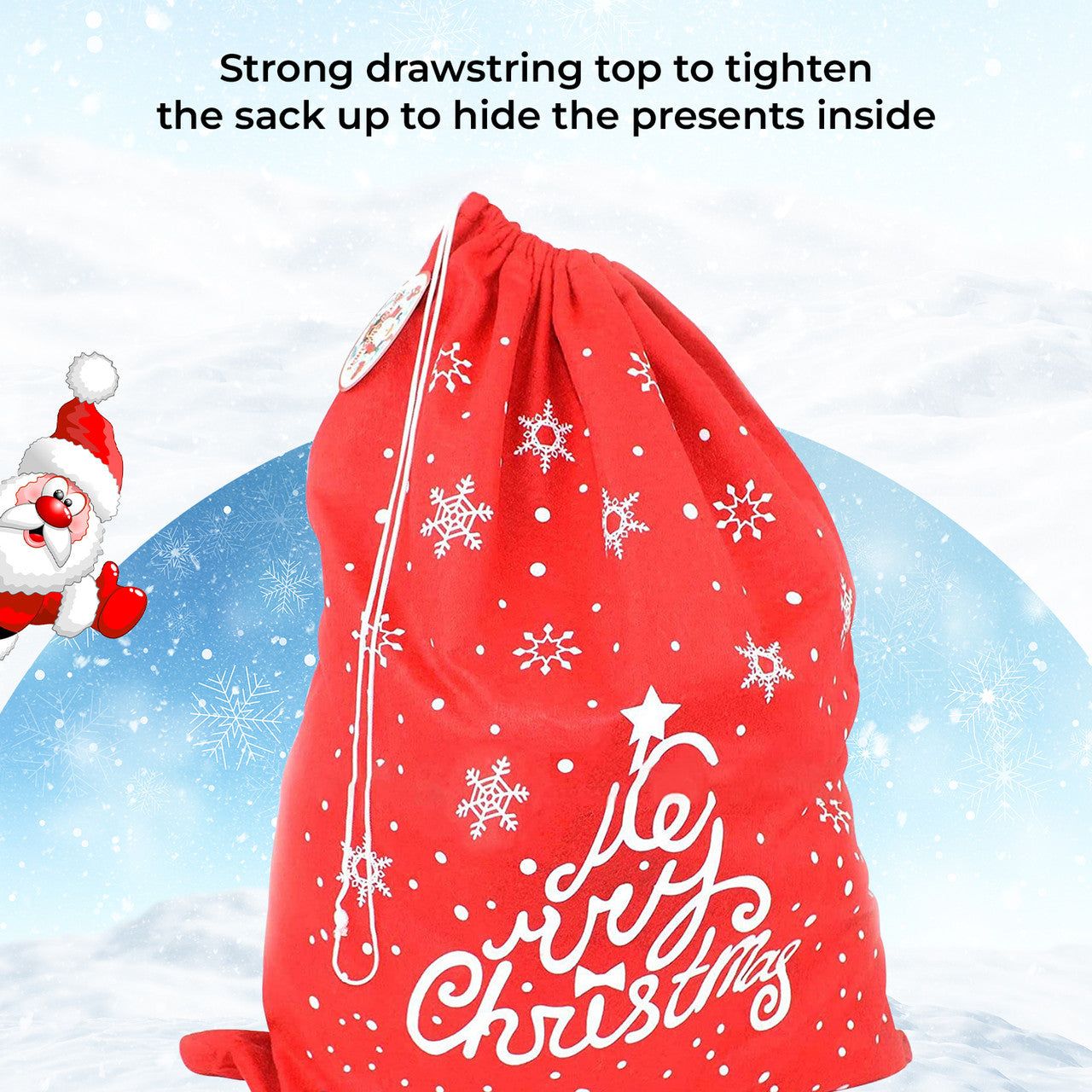Christmas Red Felt Sack - Snowflakes