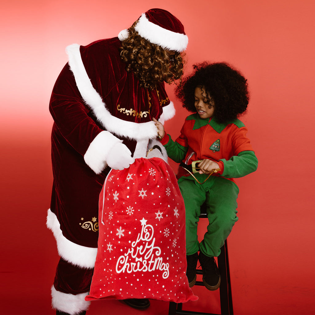 Christmas Red Felt Sack - Snowflakes