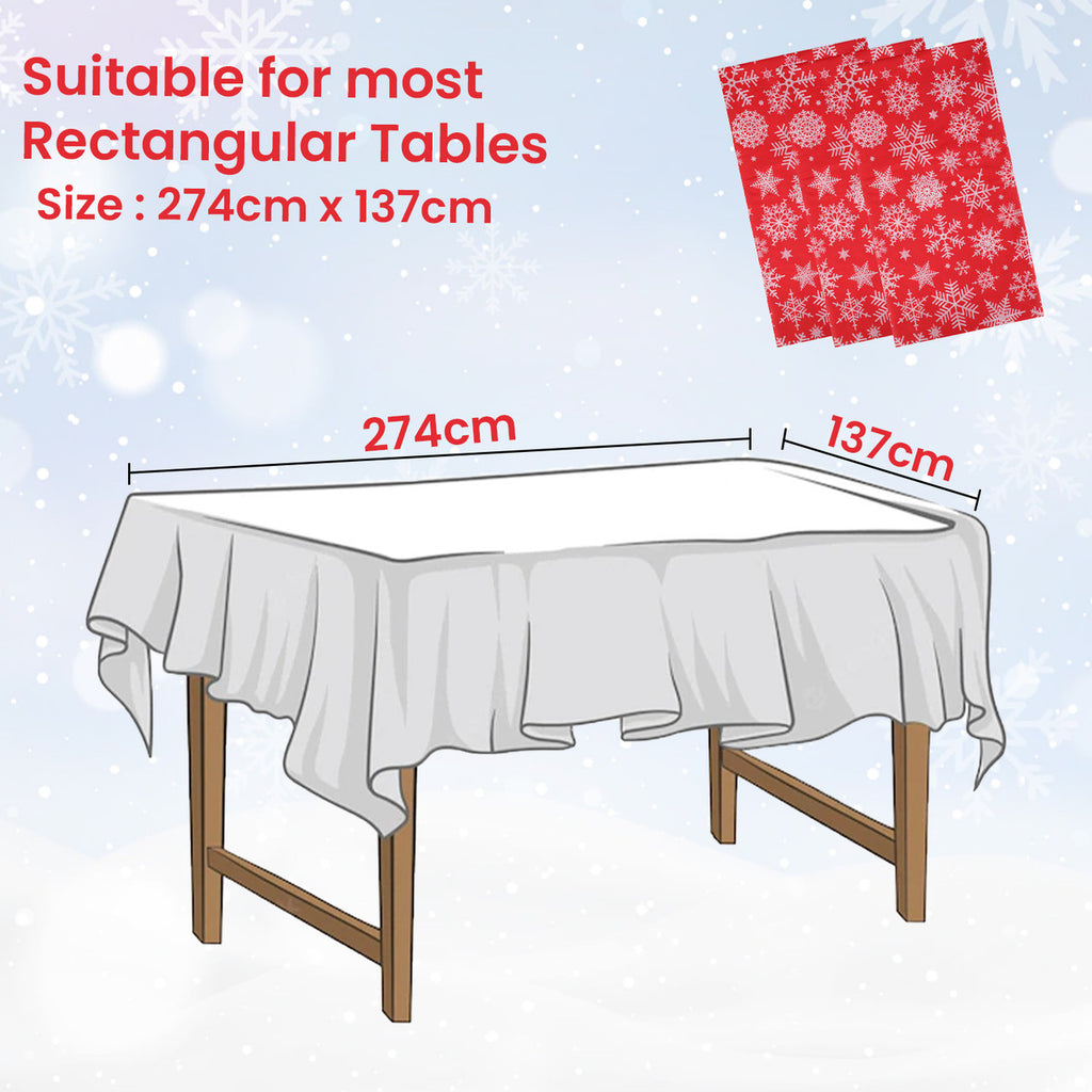 Christmas Plastic Tablecloth - Snowflakes