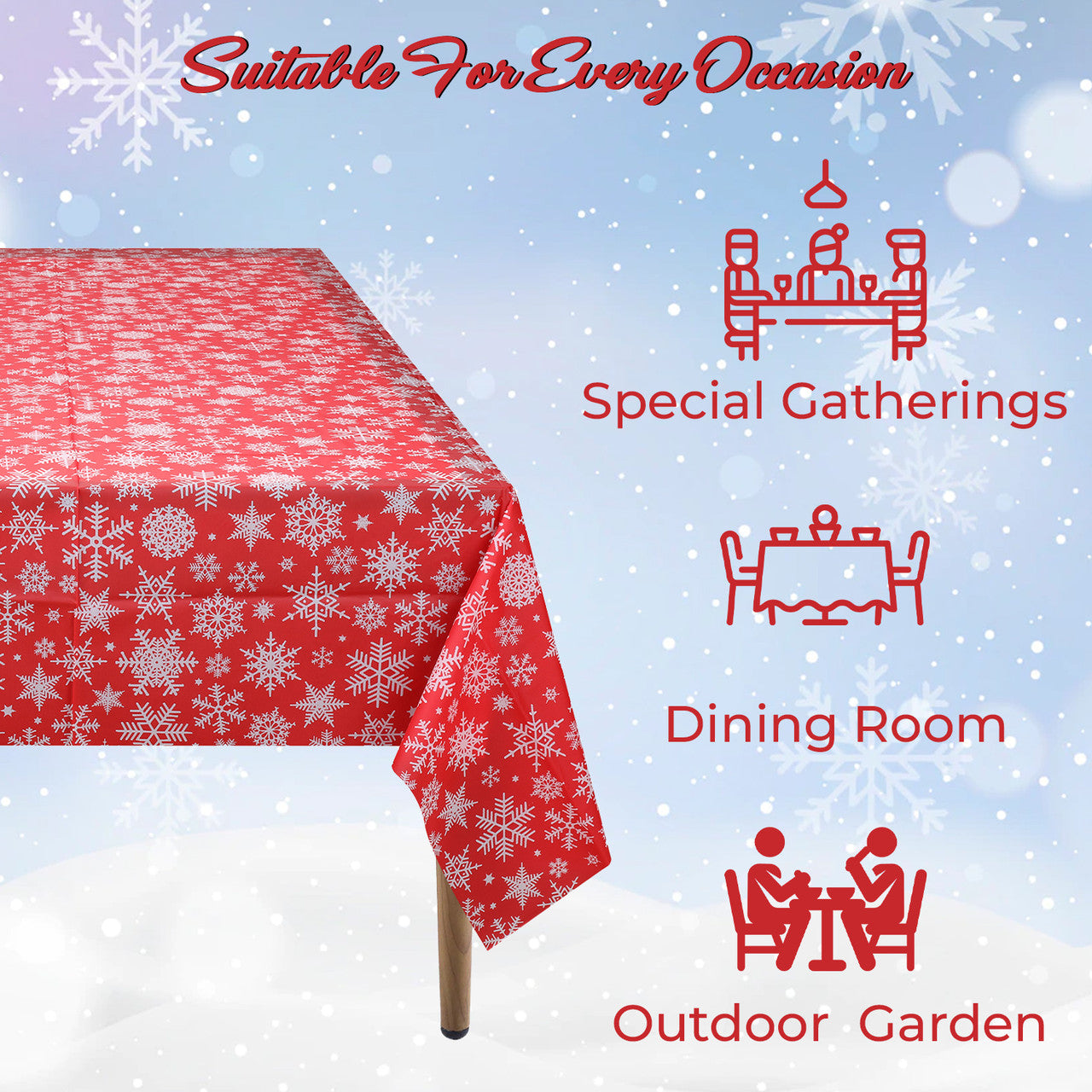 Christmas Plastic Tablecloth - Snowflakes