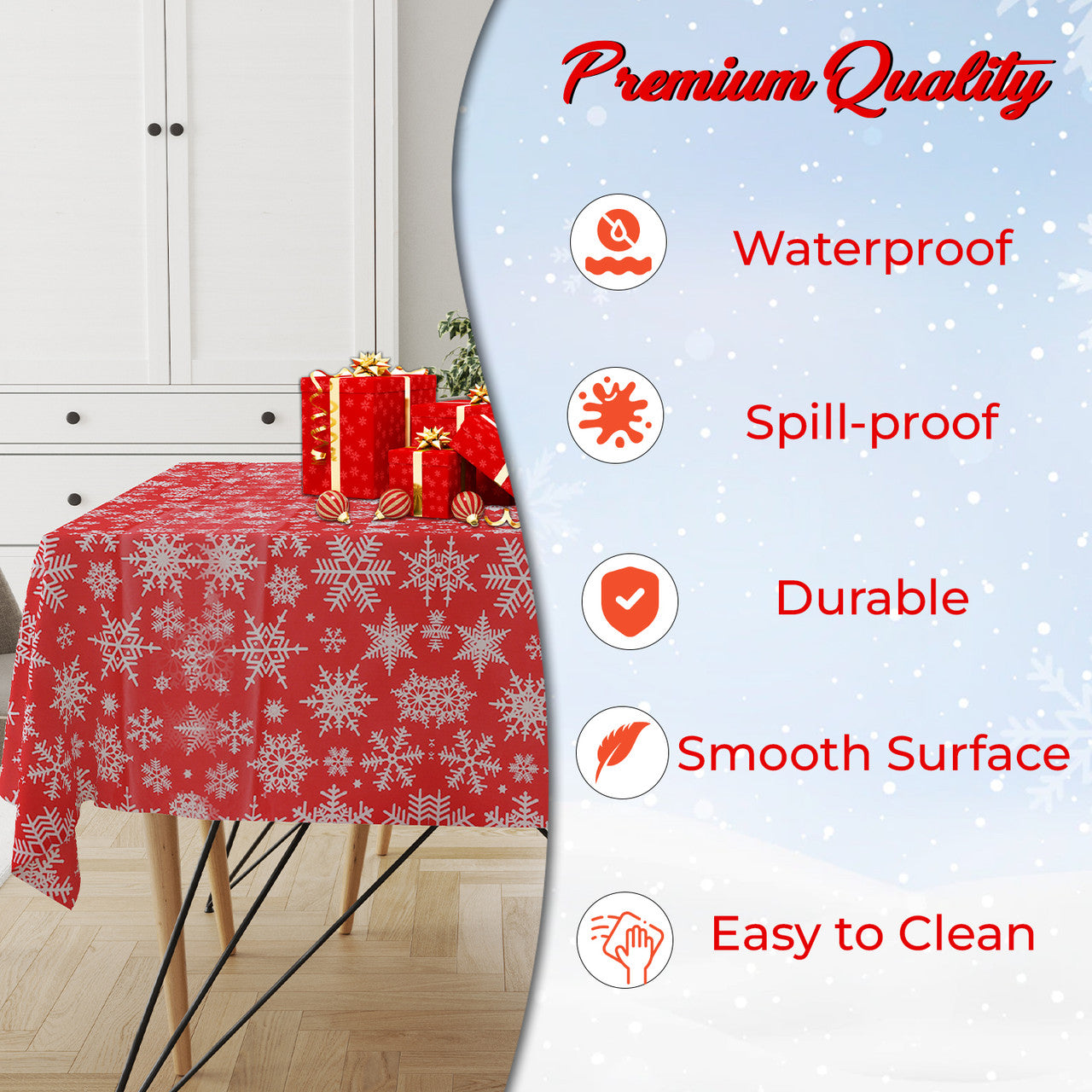 Christmas Plastic Tablecloth - Snowflakes