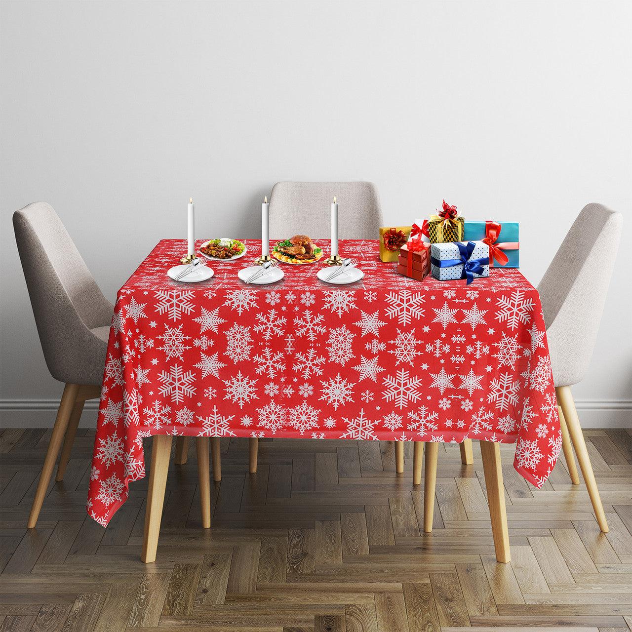 Christmas Plastic Tablecloth - Snowflakes