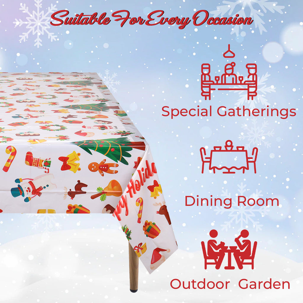 Christmas Plastic Tablecloth - Ornaments