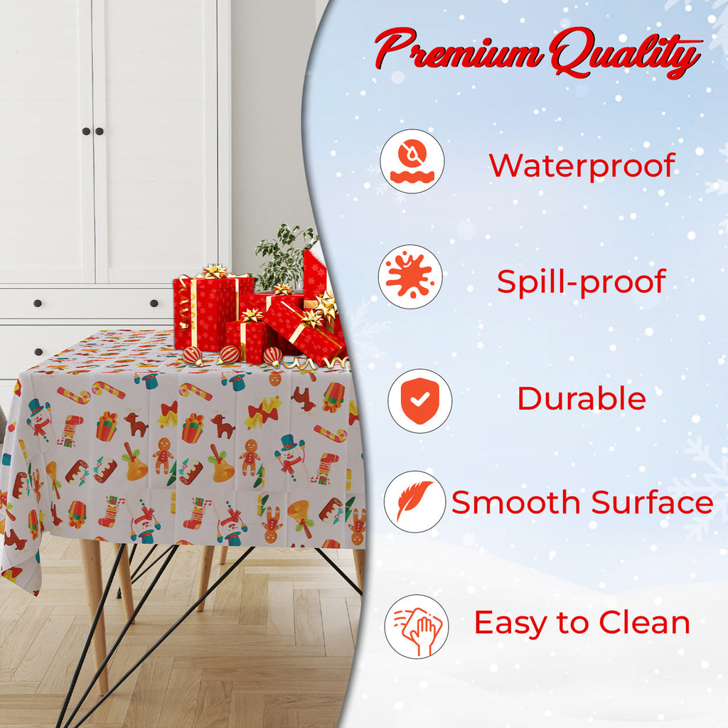 Christmas Plastic Tablecloth - Ornaments