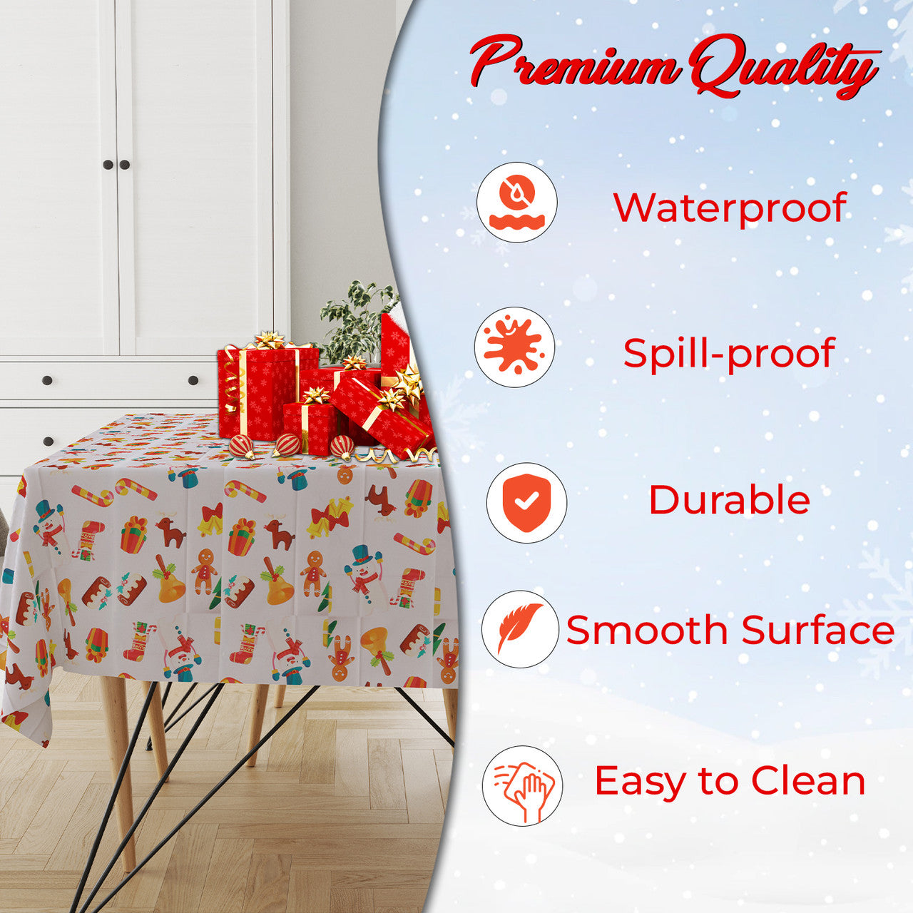 Christmas Plastic Tablecloth - Ornaments