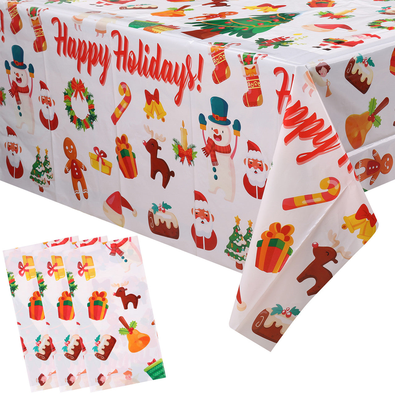 Christmas Plastic Tablecloth - Ornaments