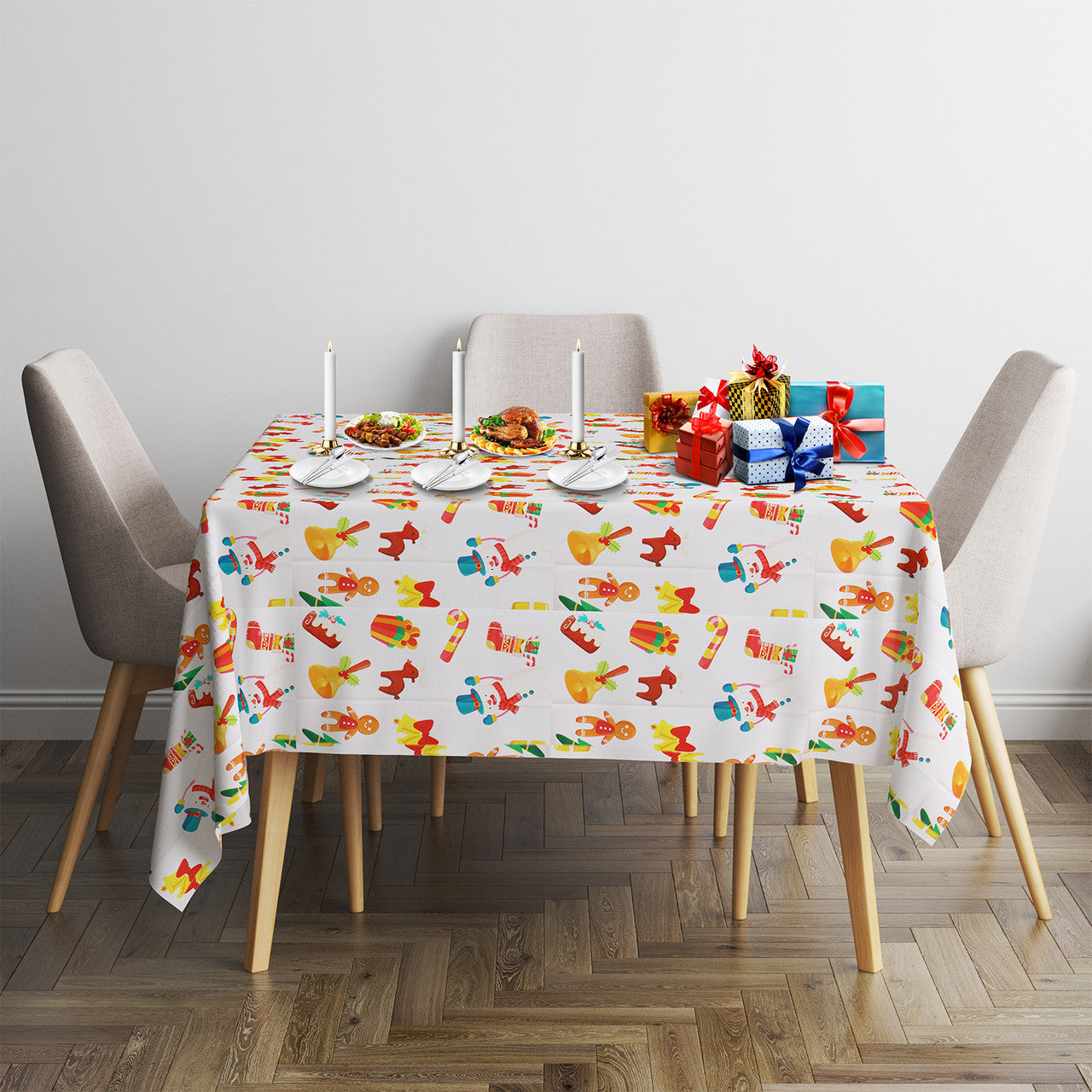 Christmas Plastic Tablecloth - Ornaments
