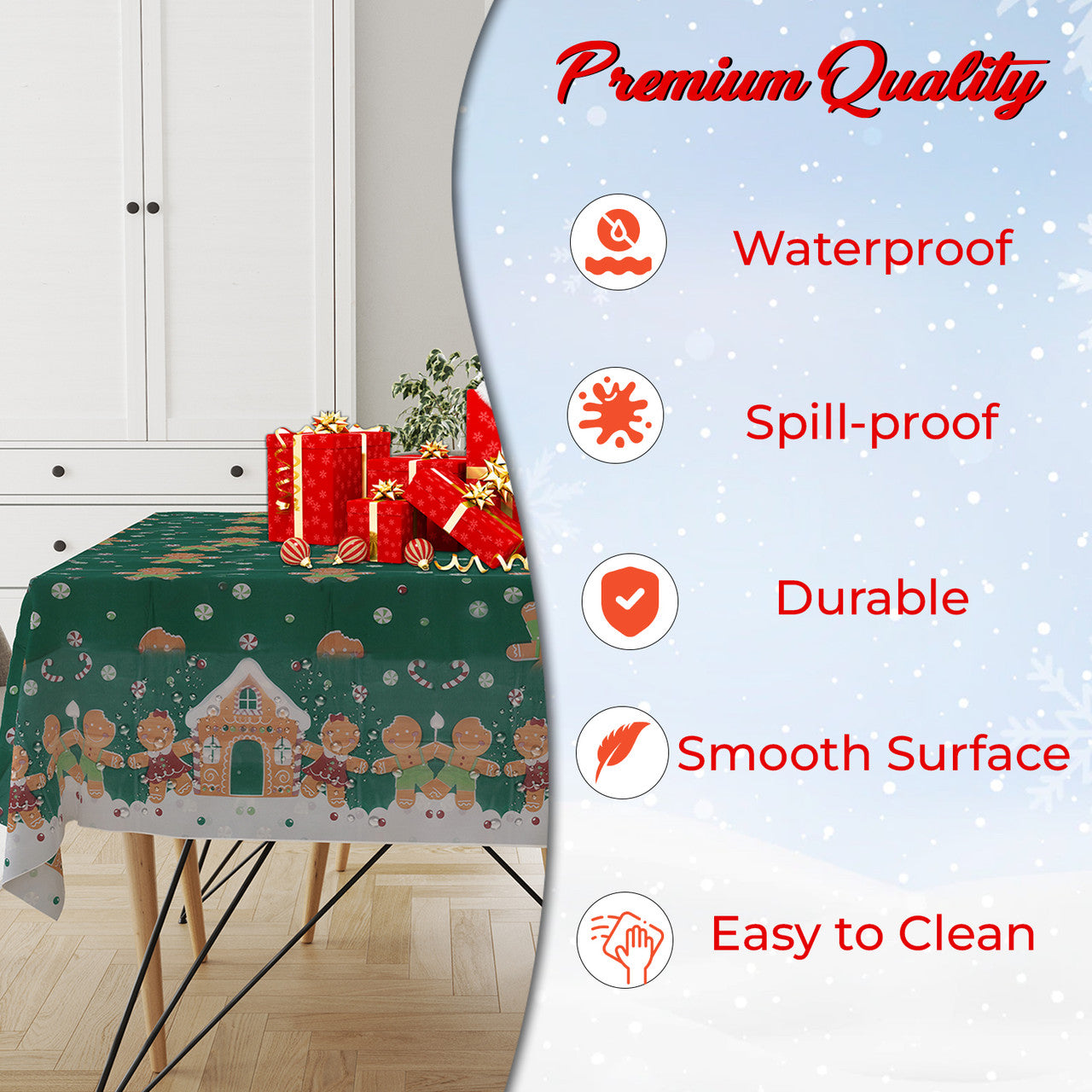 Christmas Plastic Tablecloth - Teddy Bear