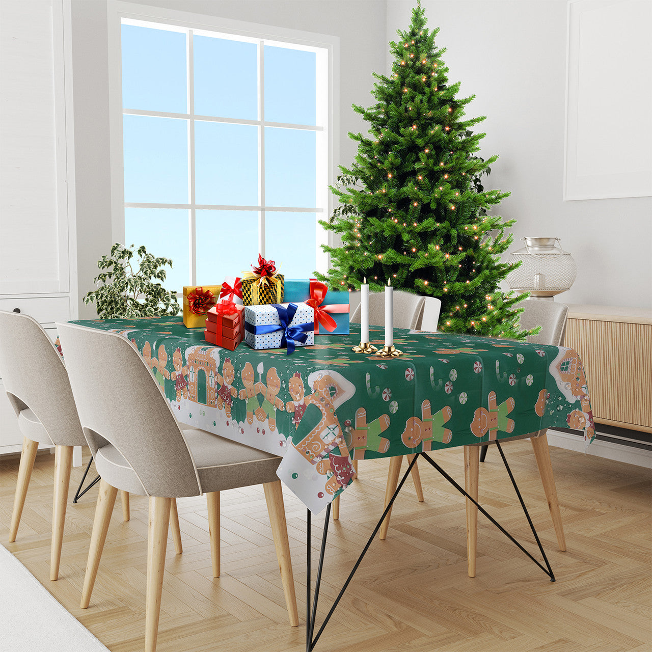 Christmas Plastic Tablecloth - Teddy Bear