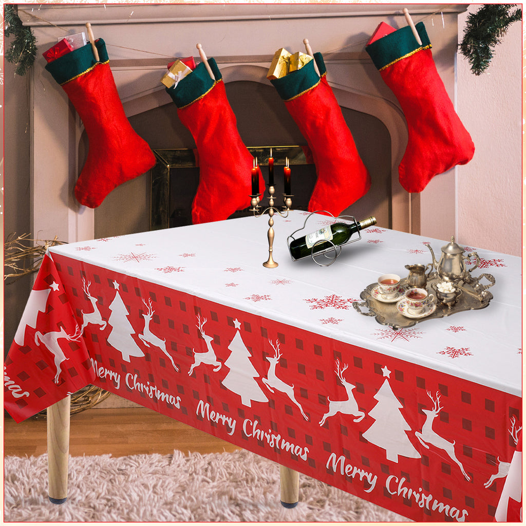 Reindeer & Tree Printed Xmas Tablecloth