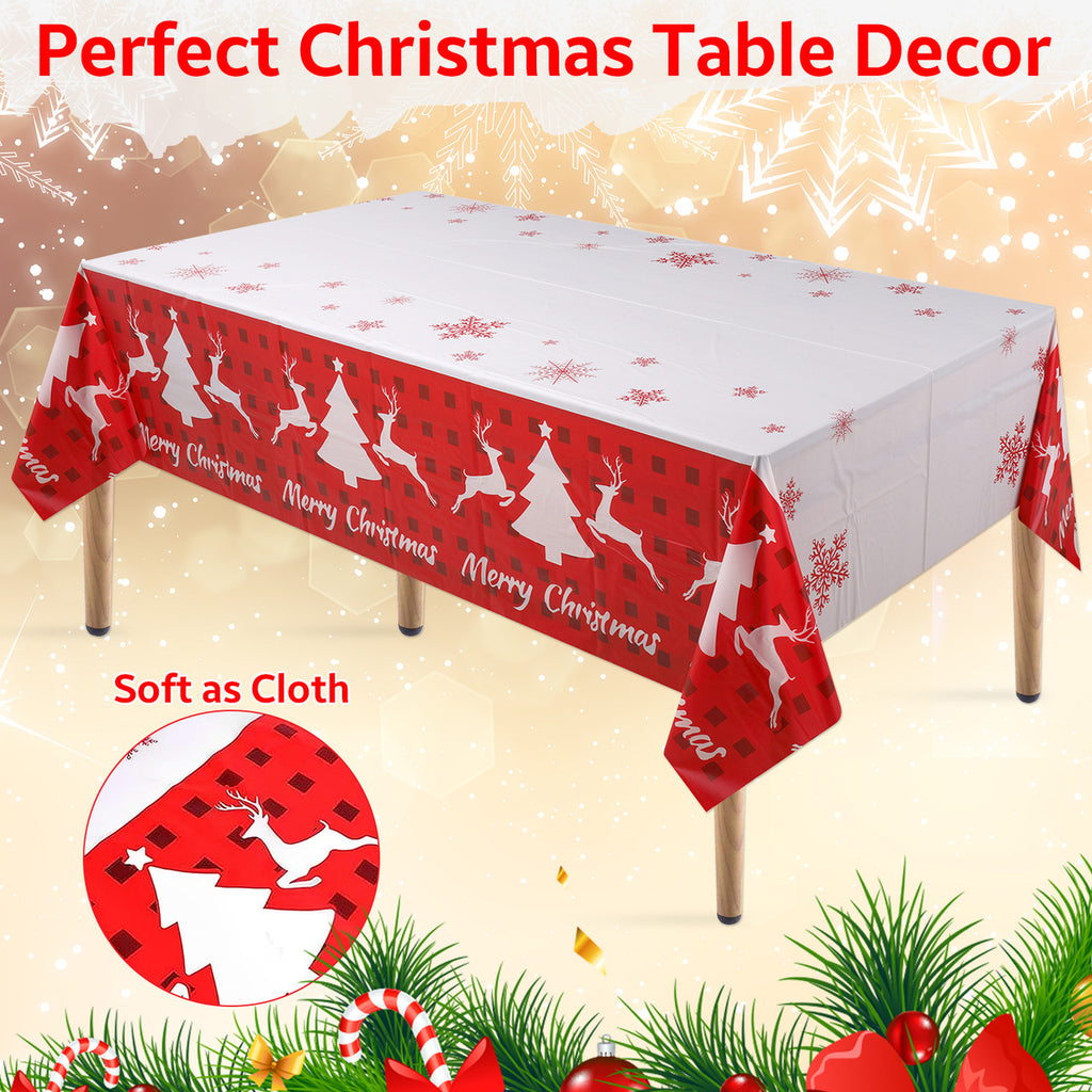 Reindeer & Tree Printed Xmas Tablecloth
