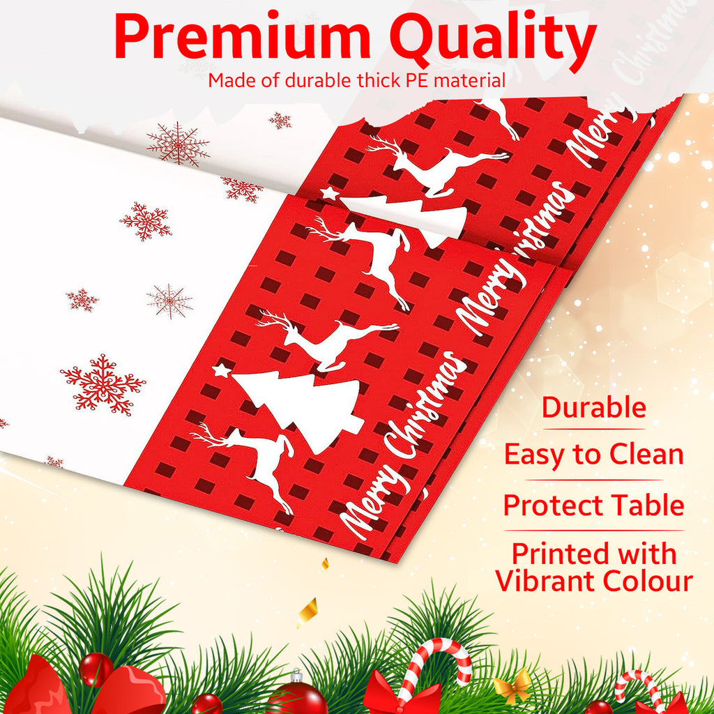 Reindeer & Tree Printed Xmas Tablecloth