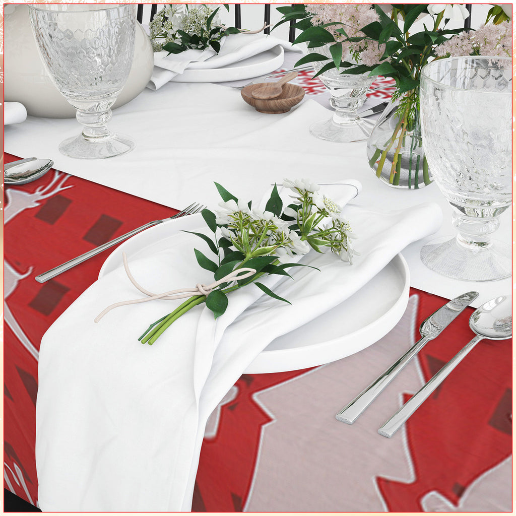Reindeer & Tree Printed Xmas Tablecloth
