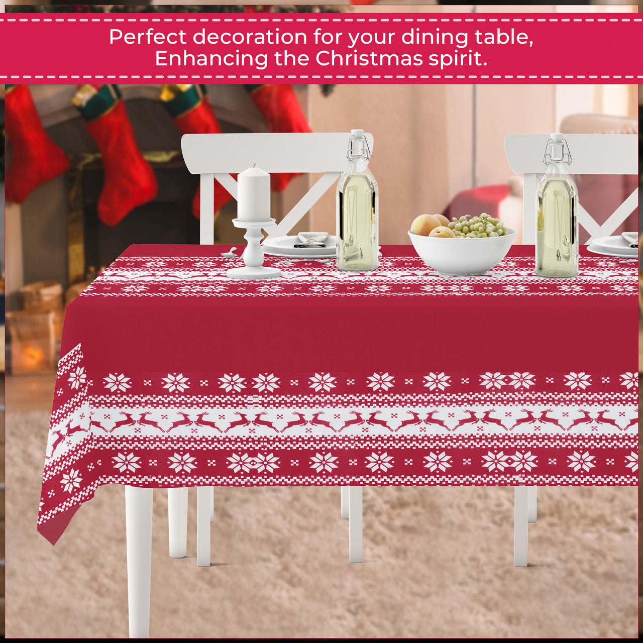 Christmas Tablecloth with Hearty Reindeer Design