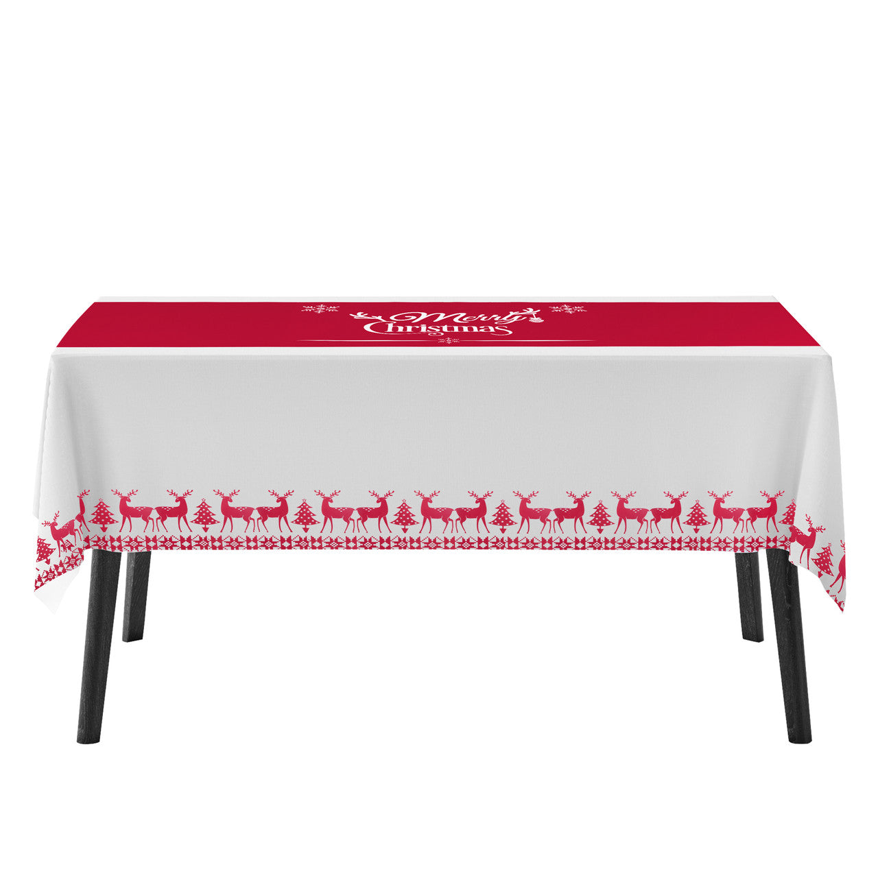 Reindeer and Merry Christmas Design Tablecloth