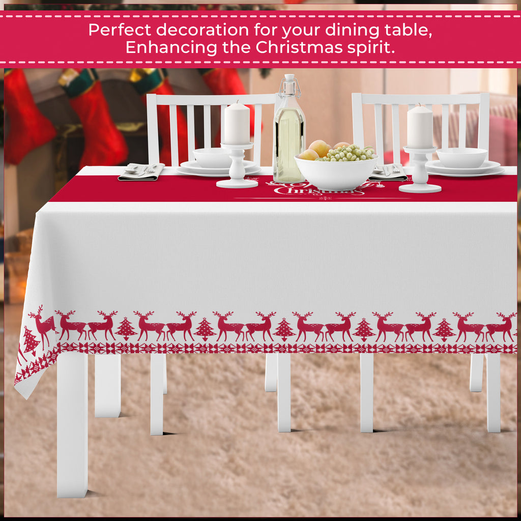 Reindeer and Merry Christmas Design Tablecloth