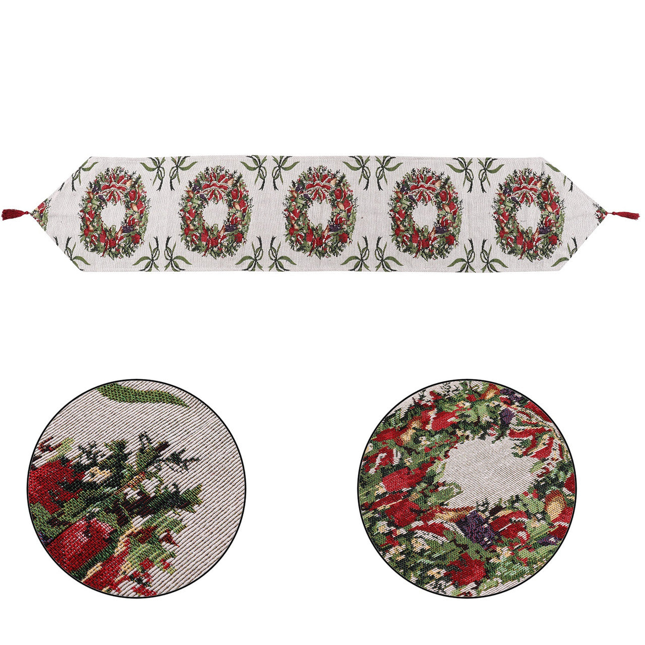 180cm x 35cm Christmas Table Runner - Wreath