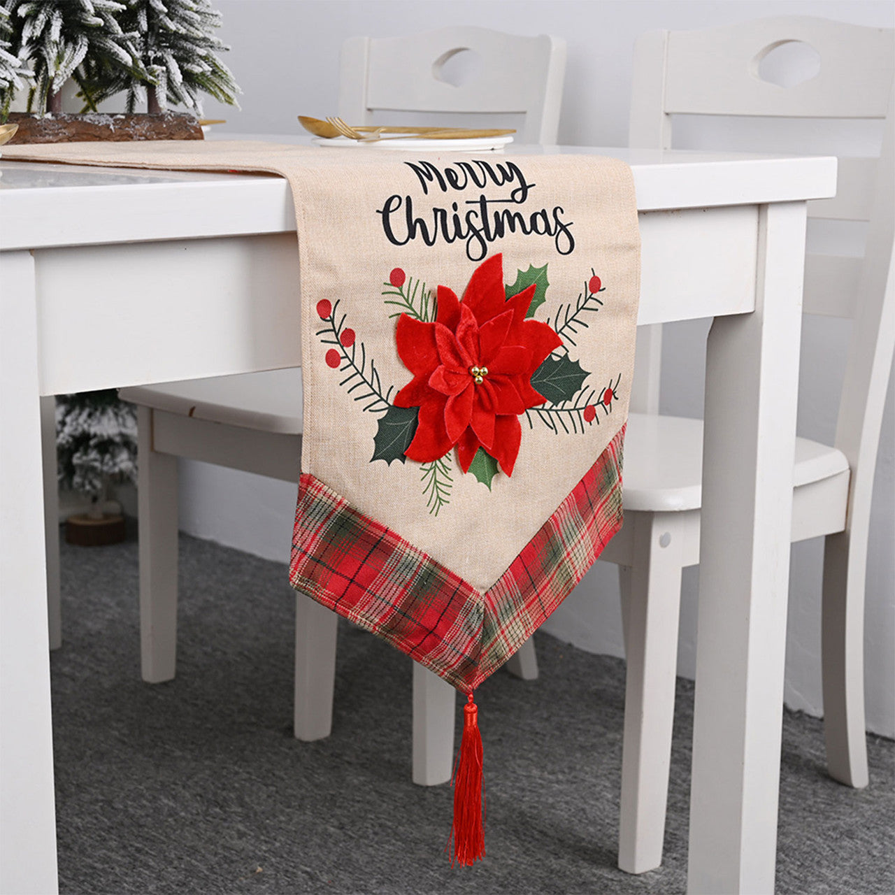 180cm x 35cm Christmas Table Runner - Poinsettia