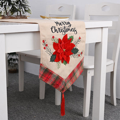 180cm x 35cm Christmas Table Runner - Poinsettia