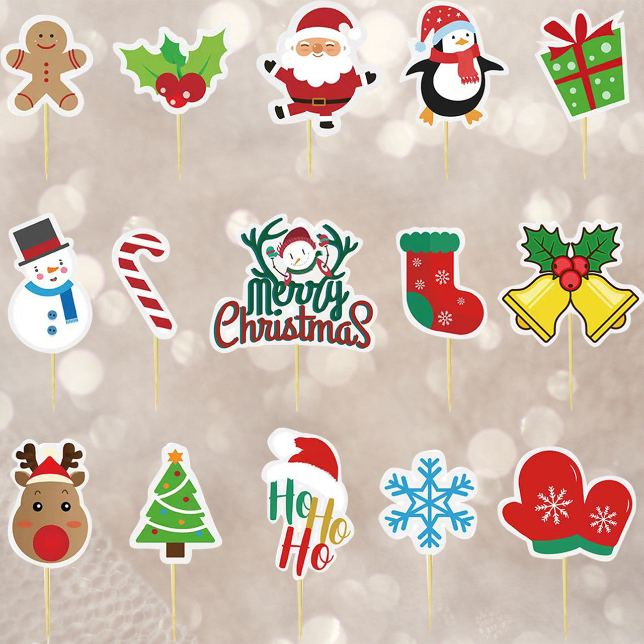 Christmas Cupcake Cocktail Sticks - 15pcs