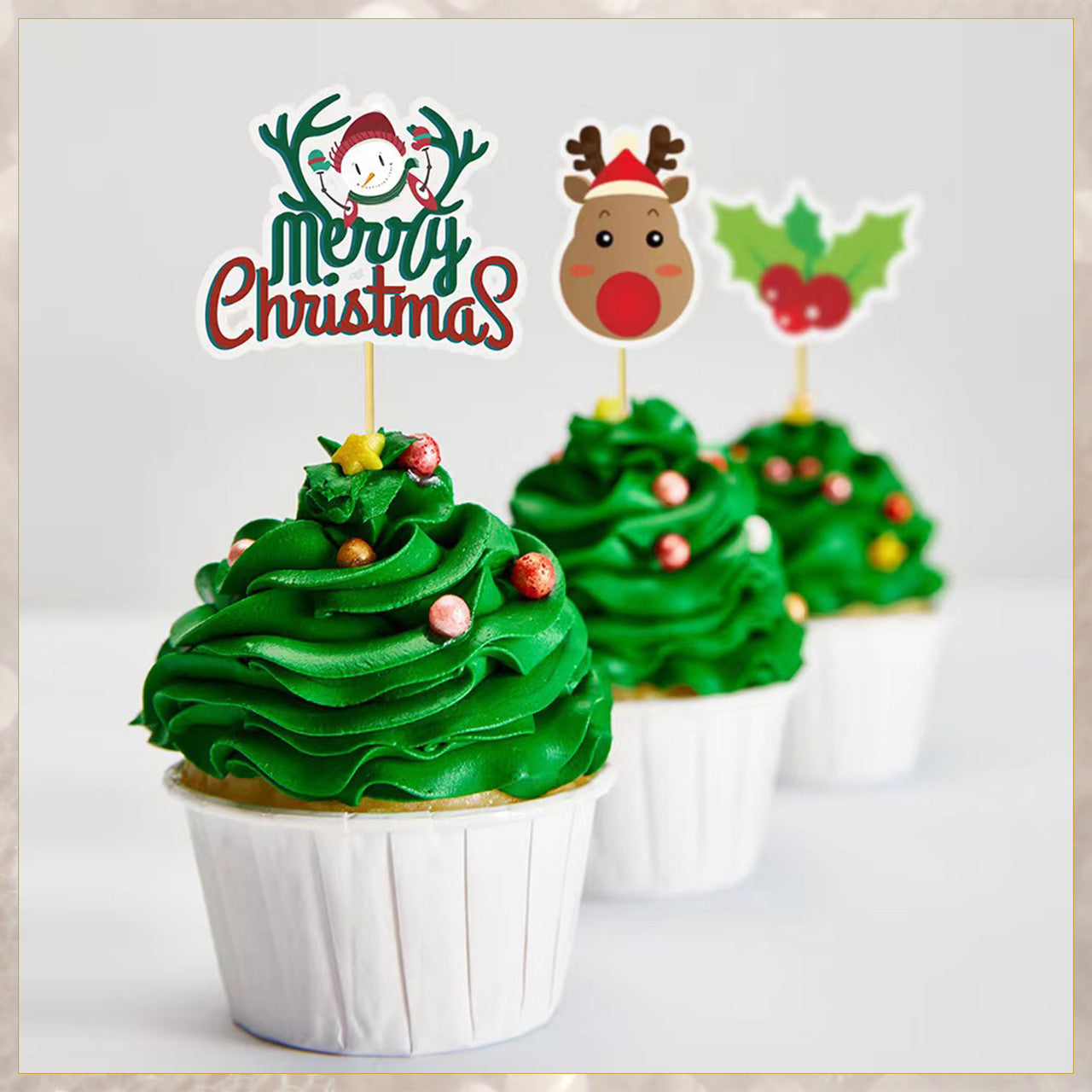 Christmas Cupcake Cocktail Sticks - 15pcs
