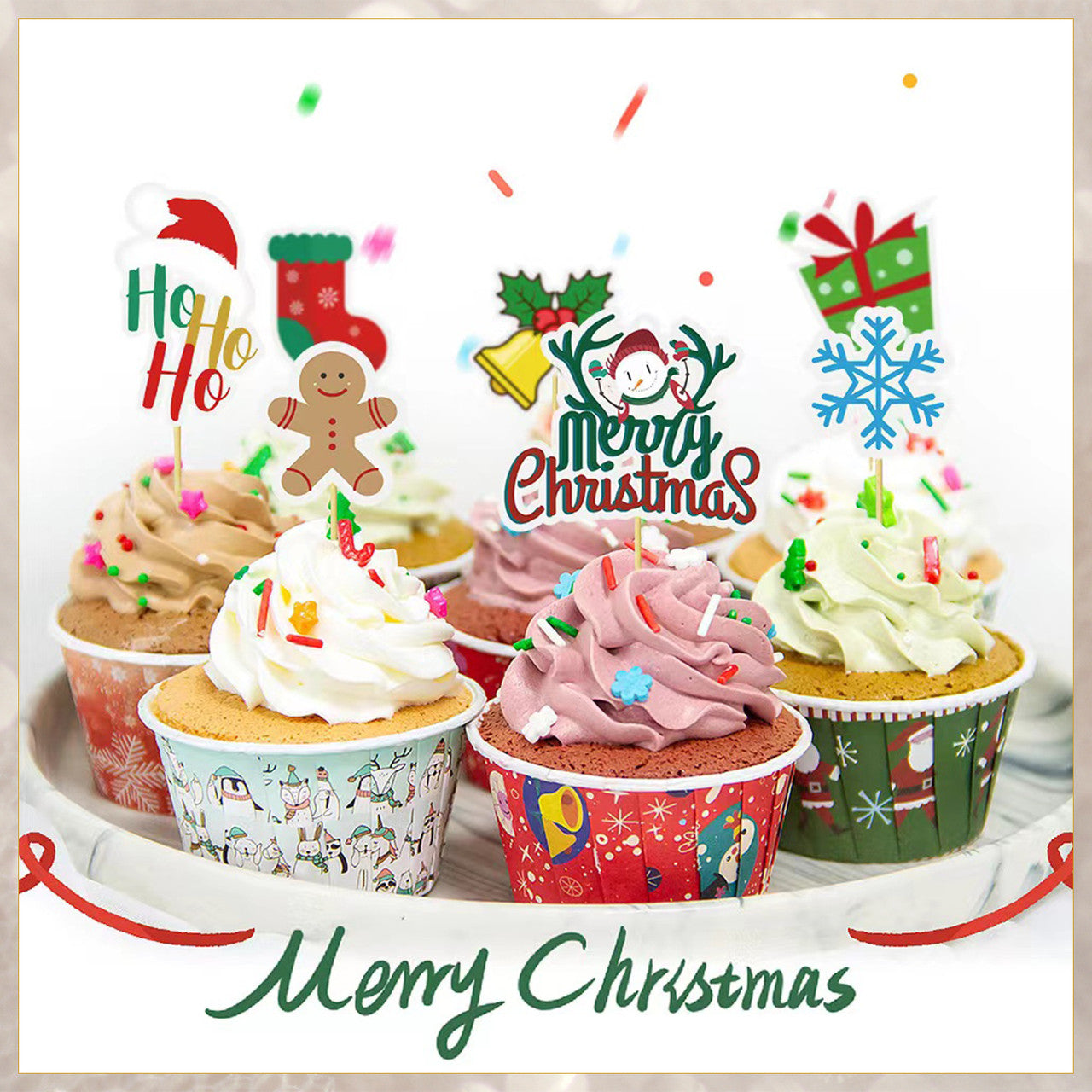 Christmas Cupcake Cocktail Sticks - 15pcs