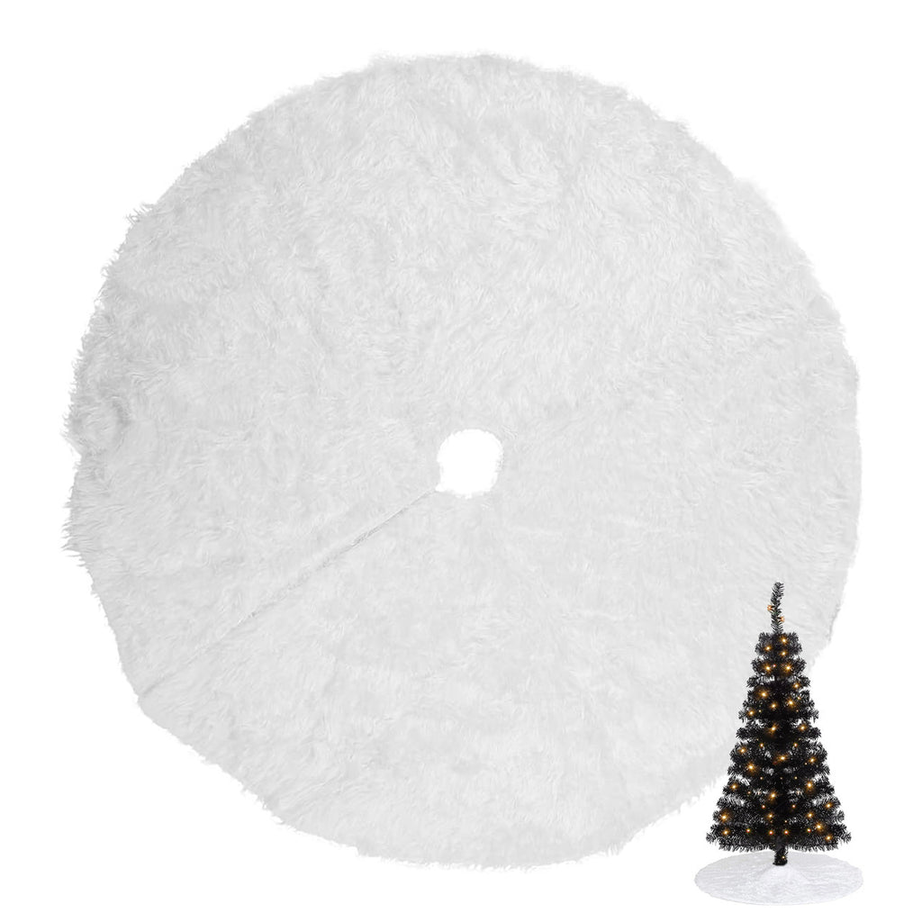 Christmas Tree Skirt - White Faux Fur