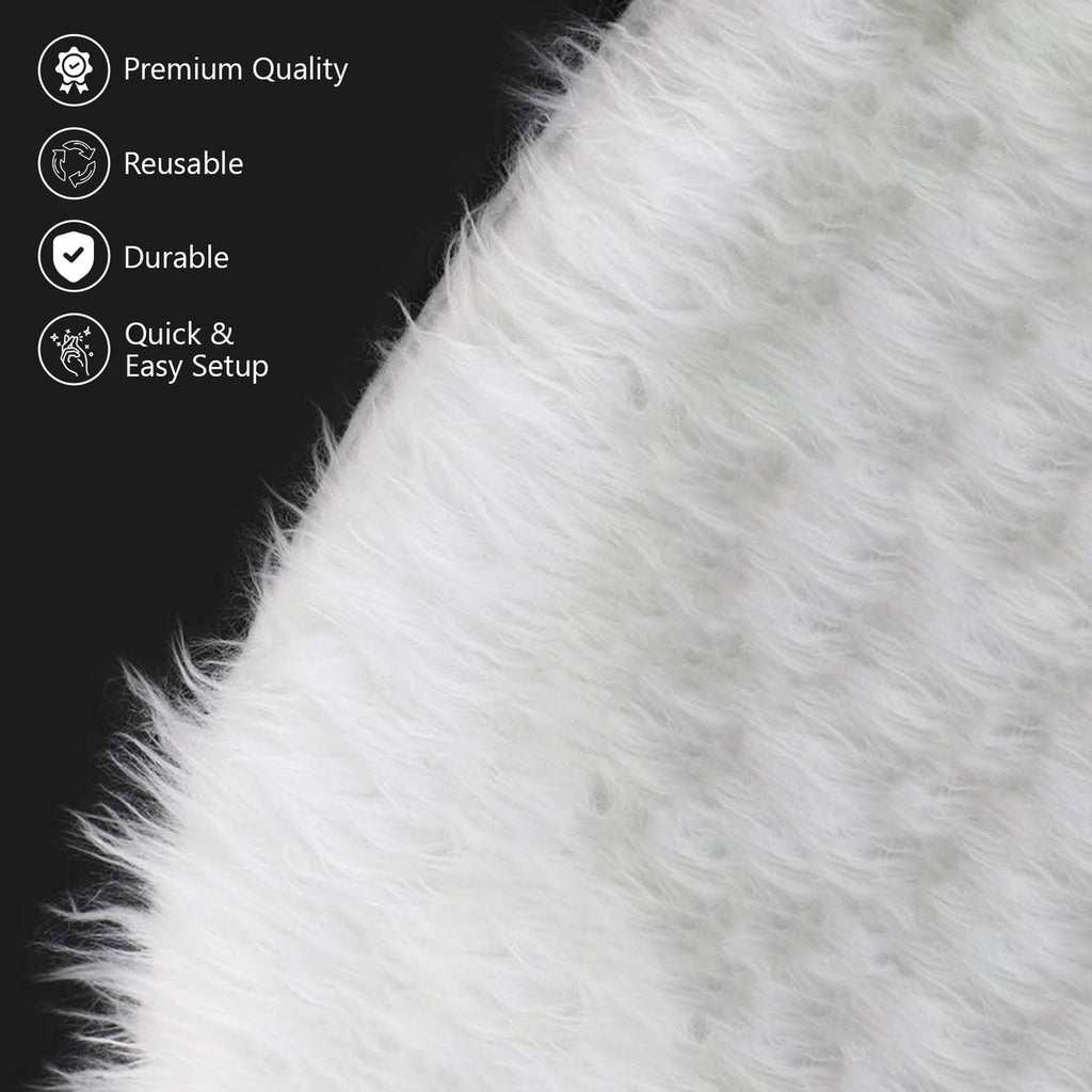 Christmas Tree Skirt - White Faux Fur